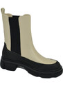Malu Shoes Stivaletti donna platform chelsea boots combat beige nero impermeabile fondo alto zip elastico laterale moda tendenza