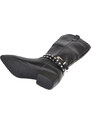 Malu Shoes Camperos alti da donna nero rigido fino al ginocchio a punta stile texano moda con catena rimovibile tendenza moda