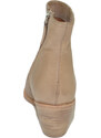 Malu Shoes Tronchetti texani donna stivaletti camperos in vera pelle di nappa beige a punta con tacco cono basso made in italy