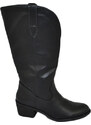 Malu Shoes Camperos stivale donna cowboy nero texano liscio con zip e punta tonda tacco western comodo moda tendenza