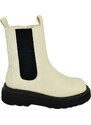 Malu Shoes Stivaletti donna Platform chelsea boots combat beige fondo alto zip e elastico laterale moda tendenza comodo
