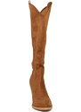 Malu Shoes Stivali donna camperos texani cuoio liscio scamosciato con zip e tacco western comodo in gomma altezza ginocchio moda