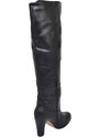 Malu Shoes Stivale donna alto nero sopra al ginocchio elastico effetto calzino zip aderente tacco largo comodo punta tonda moda