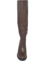 Malu Shoes Stivali donna alto punta tonda marrone gambale aderente al ginocchio liscio tacco largo 5 plateau avanti moda elegan zip