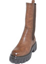 Malu Shoes Stivale donna platform chelsea boots combat marron fondo alto sotto ginocchio zip elastico laterale moda tendenza comodo