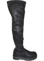 Malu Shoes Stivale donna alto nero sopra ginocchio elastico effetto calzino suola gomma alta zeppa moda tendenza street