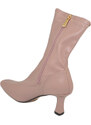 Malu Shoes Stivaletti tronchetti donna pelle rosa punta quadrata effetto calzino tacco a spillo basso 5 cm c moda morbido tendenza