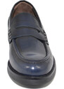 Malu Shoes Scarpe uomo mocassini inglese college vera pelle blu con bendina made in italy fondo classico sportivo genuine leather