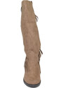 Malu Shoes Stivali donna indianini tappe scamosciati con frange laterali zeppa interna 5 cm lisci stemma altezza ginocchio
