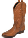 Malu Shoes Stivali donna camperos texani stile western cuoio con fantasia laser su pelle tinta unita altezza polpaccio