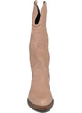 Malu Shoes Stivali donna camperos texani stile western cipria nude con fantasia laser su pelle tinta unita altezza polpaccio