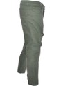 Malu Shoes Pantaloni uomo verde militare chino con strappi slim fit in cotone tinta unita linea giovane elasticizzato