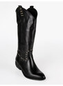 Solada Stivali In Pelle Donna Texani Con Borchie Tacco Nero Taglia 37
