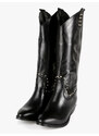 Solada Stivali In Pelle Donna Texani Con Borchie Tacco Nero Taglia 37