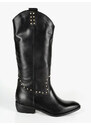 Solada Stivali In Pelle Donna Texani Con Borchie Tacco Nero Taglia 37