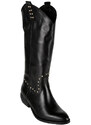 Solada Stivali In Pelle Donna Texani Con Borchie Tacco Nero Taglia 37