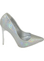 Malu Shoes Decollete' donna punta argento lucide tacco a spillo 12 comode effetto sirena cocco scarpe cerimonie eventi