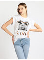Ootd T-shirt Donna Oversize Con Stampa Manica Corta Oro Taglia Unica