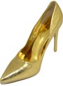 Malu Shoes Scarpe donna decollete a punta elegante in pelle cocco oro tacco a spillo 12 cm moda evento
