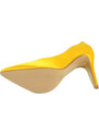 Malu Shoes Scarpe donna decollete a punta elegante in raso giallo lucido tacco a spillo 12 cm moda elegante cerimonia evento