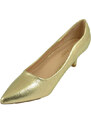Malu Shoes Decollete' scarpe donna a punta oro satinato tacco a spillo midi 5 cm in pelle comodo per cerimonie eventi ufficio