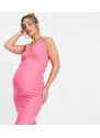 Vesper Maternity - Vestito midi allacciato al collo colore rosa