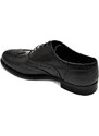 Malu Shoes Scarpe uomo francesina oxford stringata elegante punta ricamo in vera pelle nera abrasivato fondo gomma light