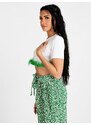 Solada T-shirt Cropped Donna Con Piume Manica Corta Verde Taglia Unica