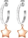 Stroili orecchini donna cerchio acciaio stella rosè e cristalli lady chic 1680347