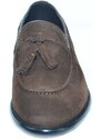 Malu Shoes Scarpe mocassini uomo art:elg10 marrone di camoscio con bon bon artigianali made in italy elegante
