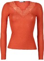 Sublyme Maglietta Donna Cashmere Con Pizzo T-shirt Manica Lunga Arancione Taglia L
