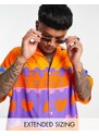 ASOS DESIGN - Camicia squadrata oversize con stampa di conchiglie vintage e rever-Arancione