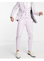 ASOS DESIGN Wedding - Pantaloni da abito super skinny micro testurizzati, colore lavanda ghiaccio-Rosa