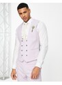 ASOS DESIGN Wedding - Gilet da abito super skinny micro testurizzato lavanda ghiaccio-Rosa