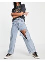 Topshop - Mom jeans oversize con strappi candeggiati-Blu