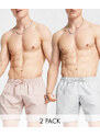 ASOS DESIGN - Confezione risparmio da 2 pantaloncini da bagno taglio medio rosa e grigio chiaro-Multicolore
