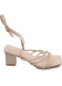 Malu Shoes Sandalo donna beige intrecciato con tacco basso largo comodo 5 cm lacci alla schiava moda linea basic cerimonia