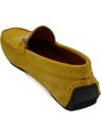 Malu Shoes Mocassino barca uomo giallo ocra morsetto argento made in italy in vera pelle scamosciata fondo antiscivolo gomma