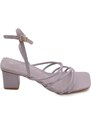 Malu Shoes Sandalo donna lilla glicine intrecciato con tacco basso largo comodo 5 cm lacci alla schiava moda linea basic cerimonia