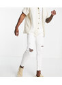 Pull&Bear - Jeans skinny bianchi con strappi - In esclusiva per ASOS-Bianco