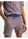 ASOS DESIGN - Pantaloncini oversize in jersey con stampa geometrica in coordinato-Multicolore