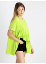 158c T-shirt Donna Oversize In Cotone Manica Corta Giallo Taglia Unica