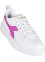 Diadora Sneakers Basse Da Donna In Ecopelle Con Logo Fluo Bianco Taglia 40