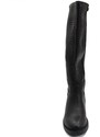 Malu Shoes Stivali donna alto punta tonda nero gambale traforato puntinato al ginocchio fondo con gomma antiscivolo moda elegante