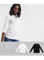 ASOS Maternity ASOS DESIGN Maternity - Ultimate - Confezione da 3 magliette girocollo a maniche lunghe in cotone - RISPARMIA - GREY-Grigio