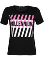 Millennium T-shirt Manica Corta Donna Con Scritta Nero Taglia S