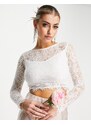 Lace & Beads - Mix & Match - Top da sposa a maniche lunghe in pizzo avorio in coordinato-Bianco