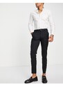 Jack & Jones Premium - Pantaloni da abito neri stretch super slim in misto lana-Nero