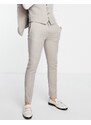 Topman - Pantaloni da abito skinny color pietra a spina di pesce-Neutro