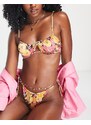Pimkie - Top bikini con ferretto a fiori rétro in coordinato-Multicolore